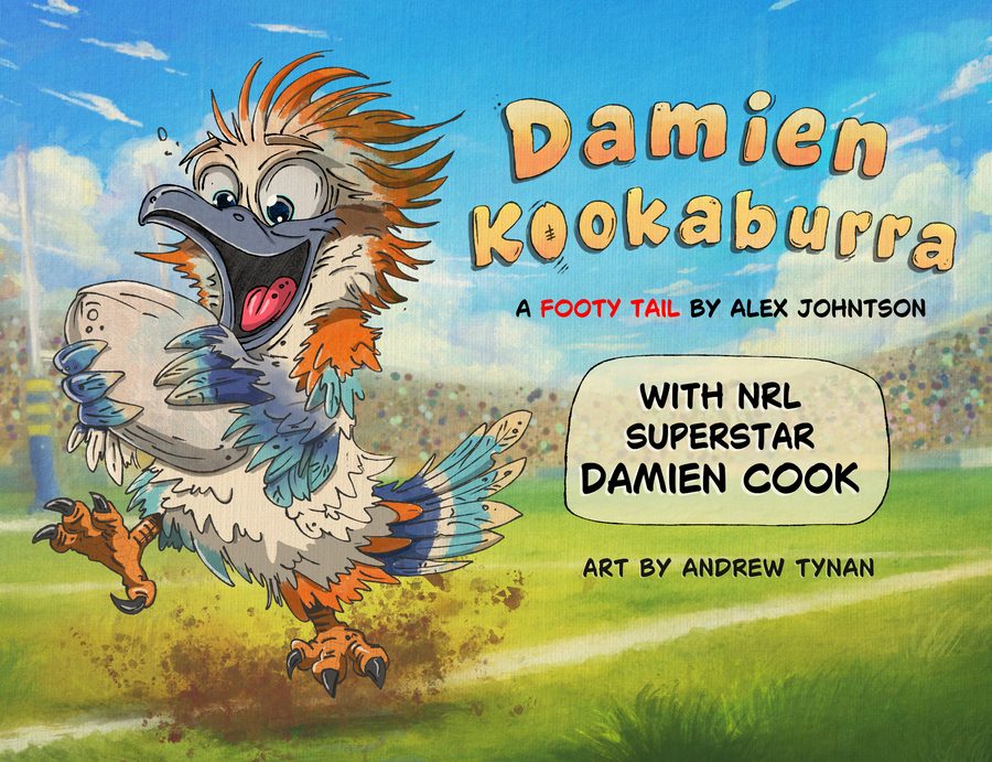 Damien Kookaburra — A Footy Tail book cover — Australian AFL children's book illustrated by Andrew Tynan