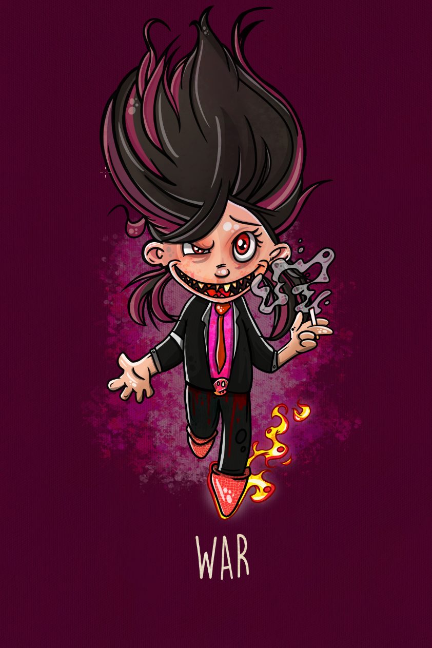 War — expressive cartoon character by Australian illustrator Andrew Tynan
